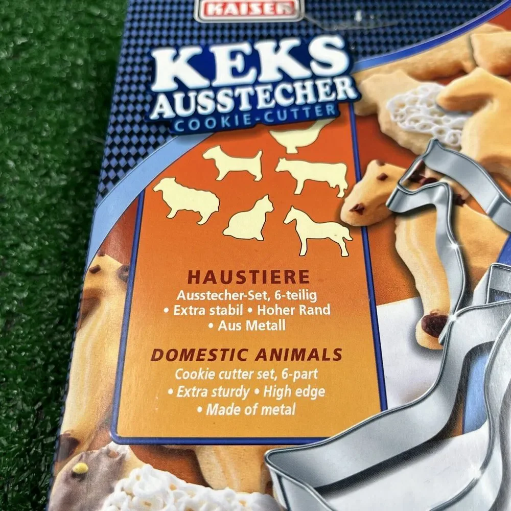Kaiser Keks Animal Cookie Cutters Domestic Set of 6 Cat Dog Horse Duck Cow Sheep